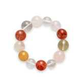 OZ Dunhuang Series MC1001 Multi-Gemstone Healing Bracelet - Red Aventurine, Citrine, Rose Quartz & White Azeztulite - Crystal Clear Gift